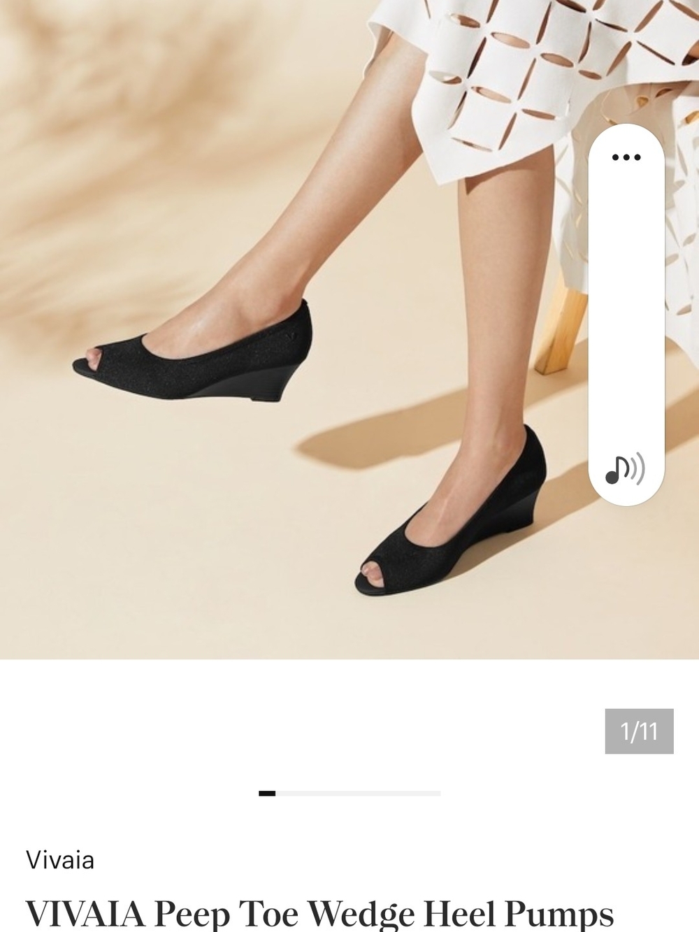 Vivaia Black Peep Toe Wedge Heel Pumps EUC 41.5/10
